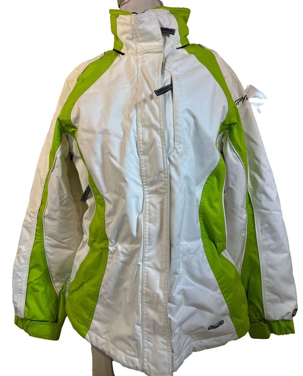 Spyder Ski Coat Jacket Green White Size 14 Women